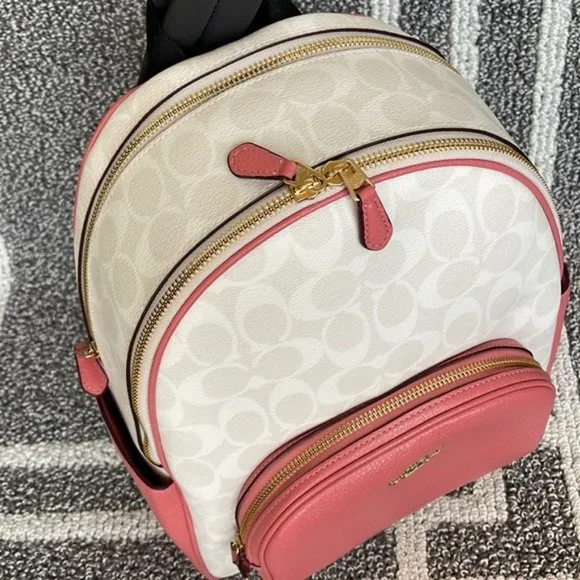 Coach 5671 Court Backpack In Signature Canvas Chalk / Taffy - Picture 8 of 16